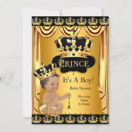 Royal Prince Baby shower Black Gold Brunette Kaart