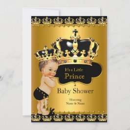 Royal Prince Baby shower Black Gold Brunette Kaart