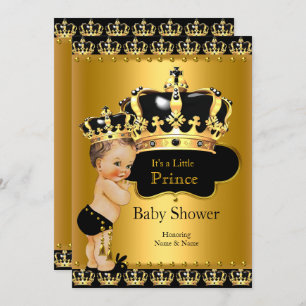 Royal Prince Baby shower Black Gold Brunette Kaart