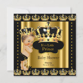Royal Prince Baby shower Black Gold Crown Kaart (Voorkant)