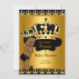 Royal Prince Baby shower Black Gold Ethnic Kaart
