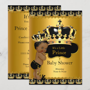 Royal Prince Baby shower Black Gold Ethnic Kaart