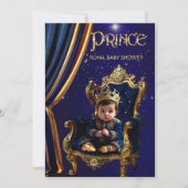 Royal Prince Baby shower Blauw Goud Stoel Kaart (Voorkant)