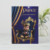 Royal Prince Baby shower Blauw Goud Stoel Kaart (Staand voorkant)
