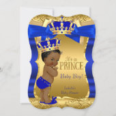 Royal Prince Baby shower Blue Gold Bow Etnico Kaart (Voorkant)