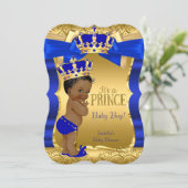 Royal Prince Baby shower Blue Gold Bow Etnico Kaart (Staand voorkant)