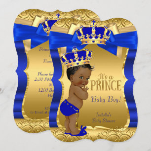 Royal Prince Baby shower Blue Gold Bow Etnico Kaart