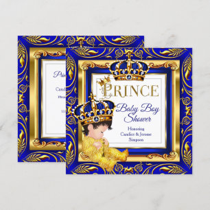 Royal Prince Baby shower Blue Gold Brunette Kaart