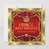Royal Prince Baby shower Boy Red Gold Invitation Kaart (Voorkant)