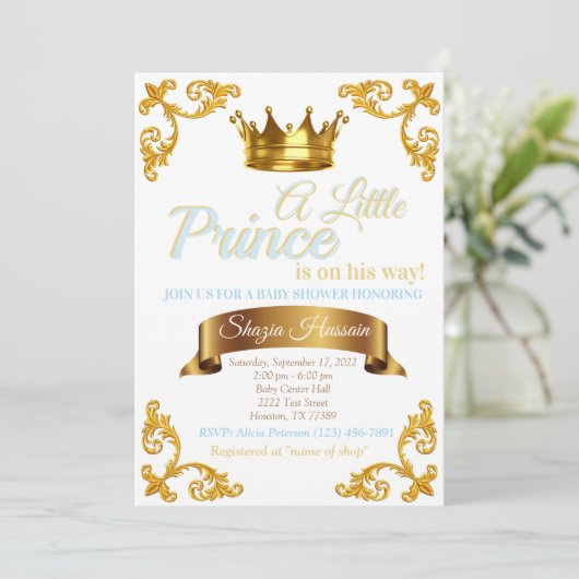 Royal Prince Baby shower Invite Kaart (Staand voorkant)