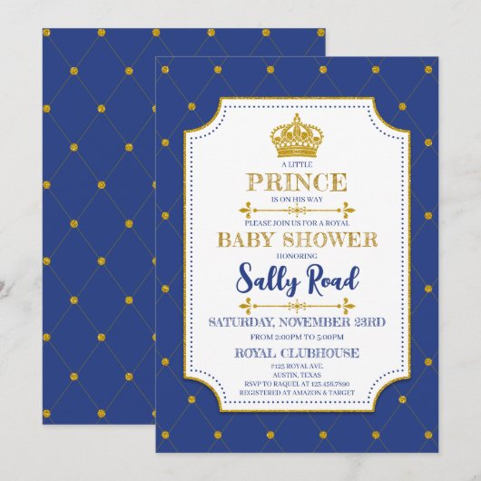 Royal Prince Baby Shower Kaart (Voorkant / Achterkant)