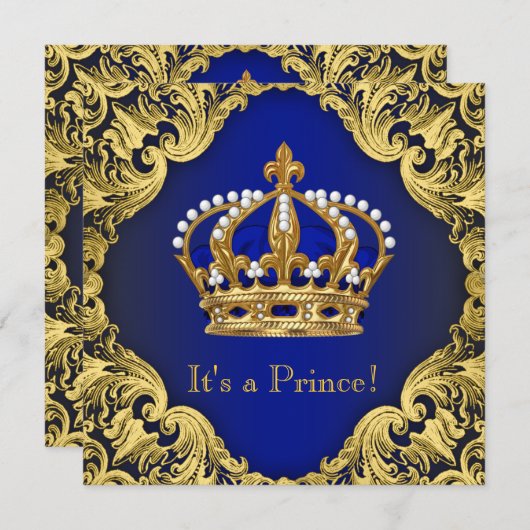 Royal Prince Baby Shower-uitnodigingen Kaart (Voorkant / Achterkant)