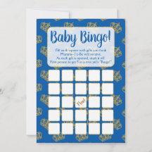 Royal Prince Bingo Baby shower Game Blue
