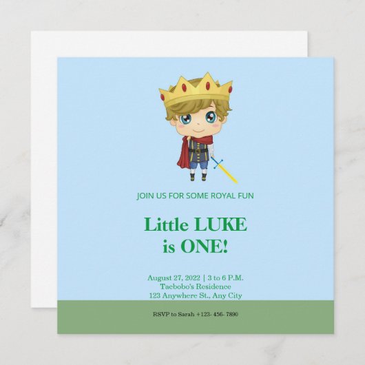 Royal Prince Birthday Uitnodiging (Voorkant / Achterkant)