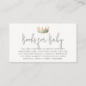 Royal Prince Blue Crown Baby shower boeken voor Ba Informatiekaartje (Voorkant)