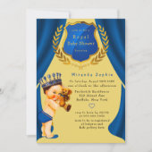 Royal Prince Blue en Gold Baby shower Kaart (Voorkant)