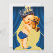 Royal Prince Blue en Gold Baby shower Kaart (Achterkant)