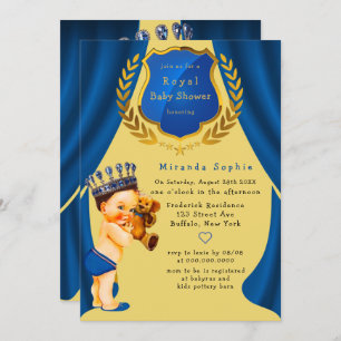 Royal Prince Blue en Gold Baby shower Kaart
