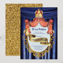 Royal Prince Blue Gold Baby shower