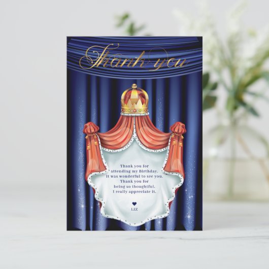 Royal Prince Blue Gold Bedankkaart (Staand voorkant)