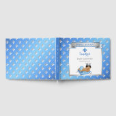 Royal Prince Blue Silver Baby Boy Fleur Pillow Gastenboek (Volledig)