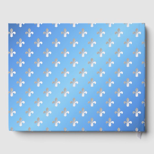 Royal Prince Blue Silver Baby Boy Fleur Pillow Gastenboek (Achterkant)