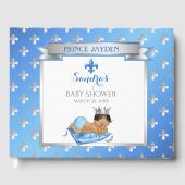 Royal Prince Blue Silver Baby Boy Fleur Pillow Gastenboek (Voorkant)