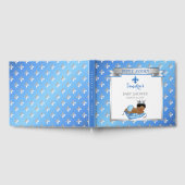Royal Prince Blue Silver Baby Boy Fleur Pillow Gastenboek (Volledig)