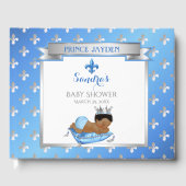 Royal Prince Blue Silver Baby Boy Fleur Pillow Gastenboek (Voorkant)