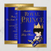 Royal Prince Boy Baby shower Blue GOLD Kaart (Voorkant / Achterkant)