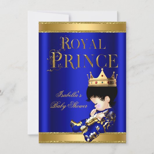 Royal Prince Boy Baby shower Blue GOLD Kaart (Voorkant)