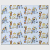 Royal Prince Castle Carriage Blue Gold Boy Cadeaupapier (Vlak)