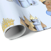 Royal Prince Castle Carriage Blue Gold Boy Cadeaupapier (Rol Hoek)