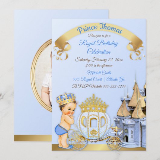 Royal Prince Castle Carriage Blue Gold Boy Foto Kaart (Voorkant / Achterkant)