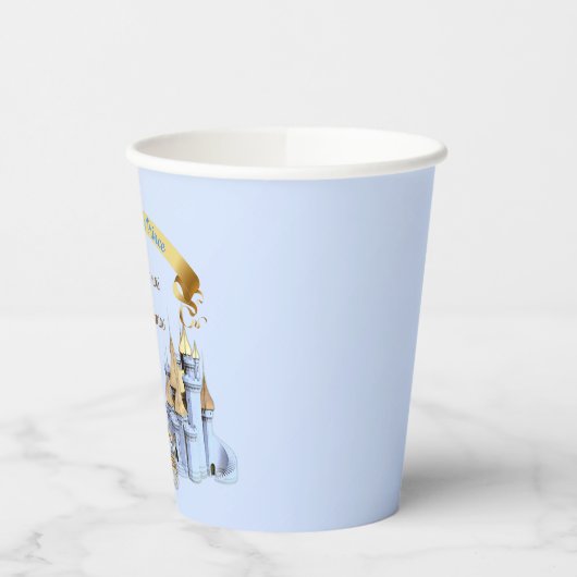 Royal Prince Castle Carriage Blue Gold Boy Papieren Bekers (Links)