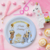 Royal Prince Castle Carriage Blue Gold Boy Papieren Bordje (Feest)