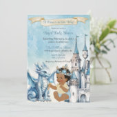 Royal Prince Castle Draak Kroon Blauw Goud Jongen Kaart (Staand voorkant)