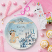 Royal Prince Castle Draak Kroon Blauw Goud Jongen Papieren Bordje (Feest)