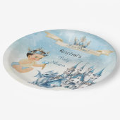 Royal Prince Castle Draak Kroon Blauw Goud Jongen Papieren Bordje (Gekanteld)