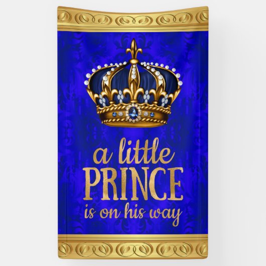 Royal Prince Crown Boy Prince Baby shower Spandoek (Verticaal)