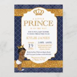 Royal Prince Navy Blauw Goud Wit Baby shower 2 Kaart