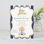 Royal Prince Teddy Bear Baby Shower Invitaties (Staand voorkant)