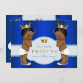 Royal Prince Twin Afro-Amerikaans Baby shower Kaart (Voorkant / Achterkant)