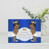 Royal Prince Twin Afro-Amerikaans Baby shower Kaart (Staand voorkant)