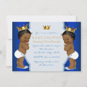 Royal Prince Twin Afro-Amerikaans Baby shower Kaart (Achterkant)