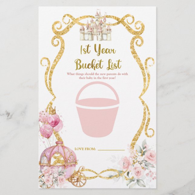 Royal Princess 1e jaar Bucket List Games Kaart (Voorkant)