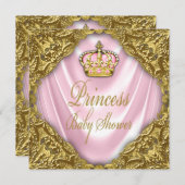 Royal Princess Baby shower roze en gouden satijn Kaart (Voorkant / Achterkant)