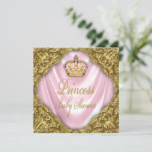 Royal Princess Baby shower roze en gouden satijn Kaart (Staand voorkant)