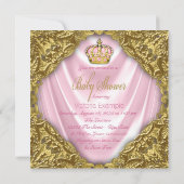 Royal Princess Baby shower roze en gouden satijn Kaart (Achterkant)