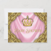 Royal Princess Baby shower Roze Satijn en Goud Kaart (Voorkant)